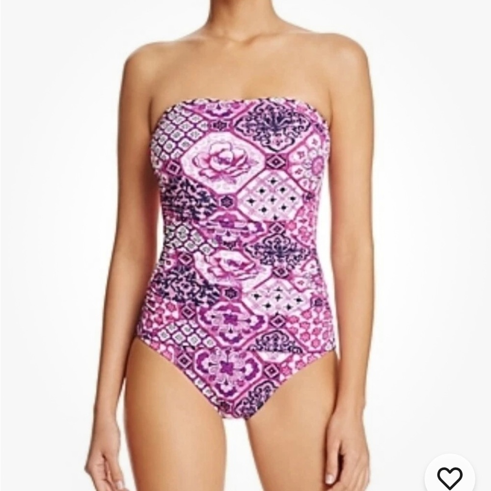 Tommy Bahama 262915 Women Tiles Of Tropic Wire-free Bandeau One-piece Size 4